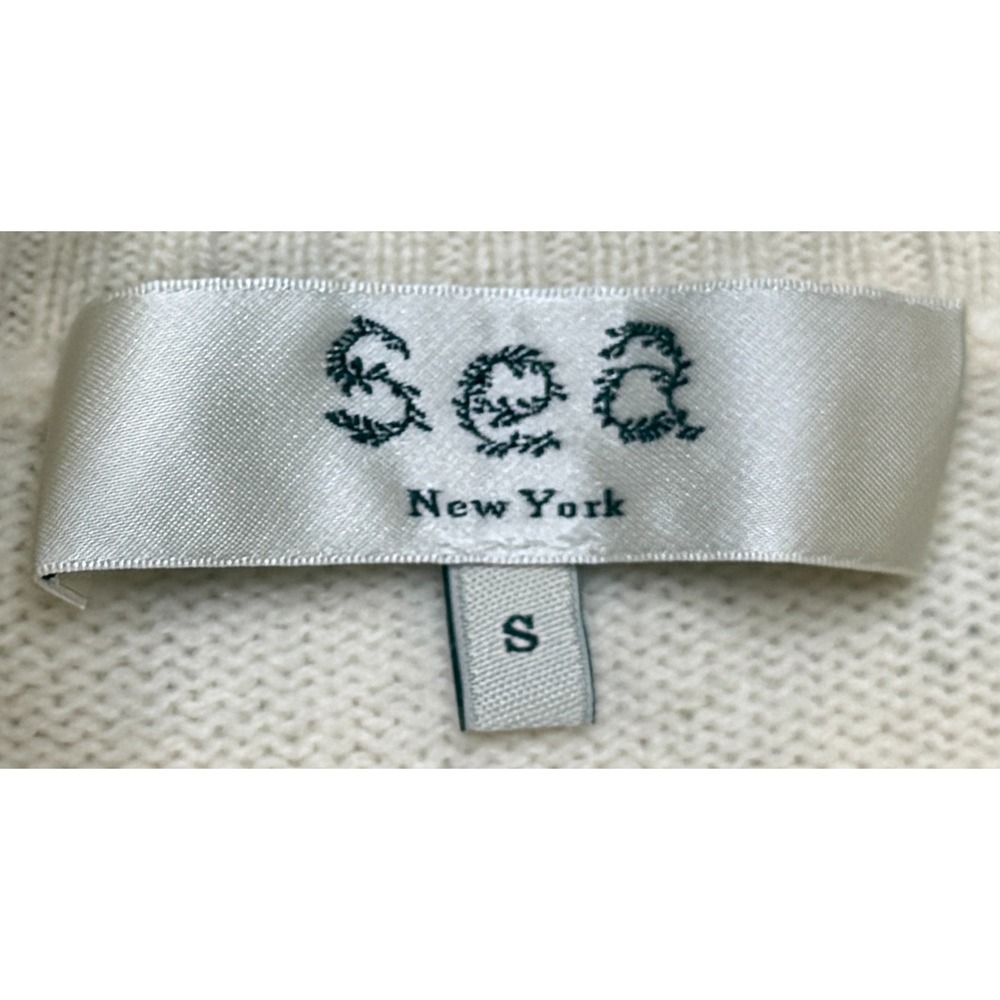 Sea New York Women's Ivory Ruffled Arms Long Sleeve Sweater Size Small - Picture 5 of 10